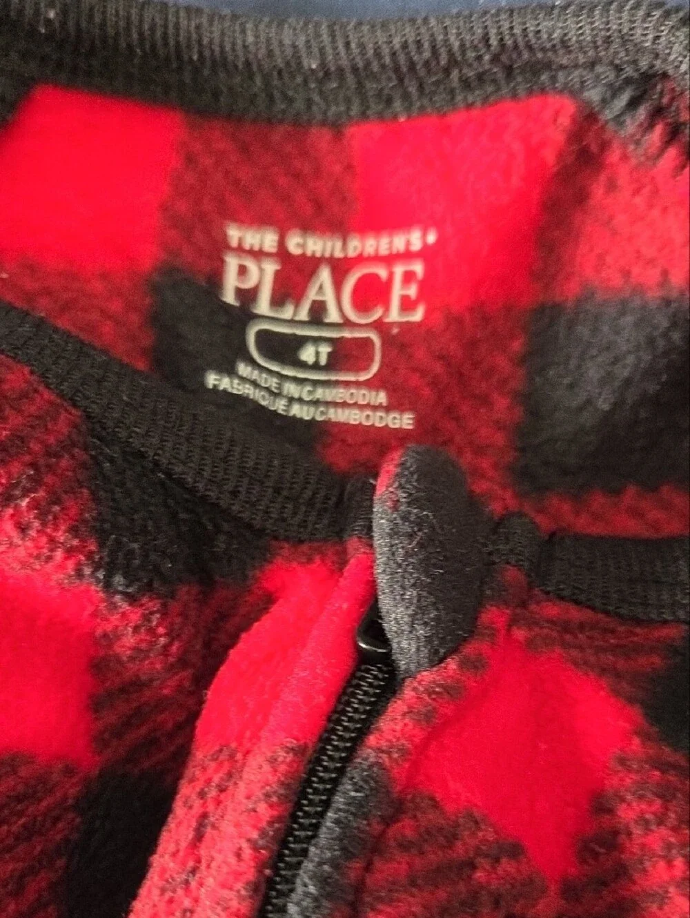 Red Black Buffalo Plaid Footie Pajamas, Size 4t, Carters & Children's Place, 4t
